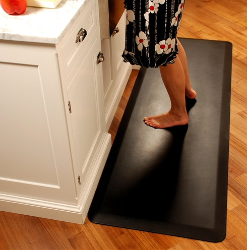 First Impression Black Rubber Anti-Fatigue Restaurant/Kitchen Mat