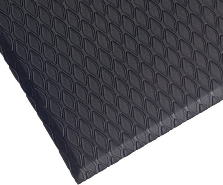 Choice 3' x 10' Black Rubber Anti-Fatigue Floor Mat with Beveled