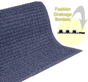 Corner view for Medium Blue Waterhog Drainable Outdoor floor mats with fashion edge