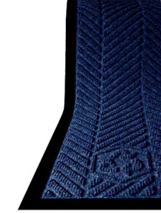 Close up of Waterhog Eco Elite Floor matting in Indigo with standard rubber floor mat edges