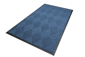 Aerial view of Waterhog Diamond Classic Standard Border Medium Blue Floor mat