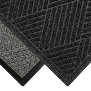 Corner View of Waterhog Eco Premier floor matting with two floor mat edge options - Standard Rubber and Fashion Border