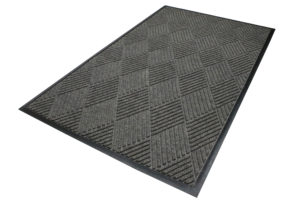 Aerial View of Waterhog Eco Premier Floor matting in a Gray Ash color with standard rubber edges