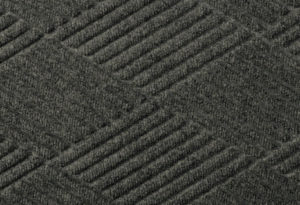 Close up surface view of Waterhog Eco Premier carpet mat in a Black Smoke color
