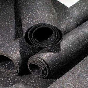 Heavy Duty Rolled Rubber Gym Flooring - black with gray Color Fleck