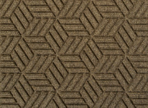 Close up view of a Khaki Waterhog Legacy Eco floor mat detailing the high tech floor surface pattern of the walk off mat