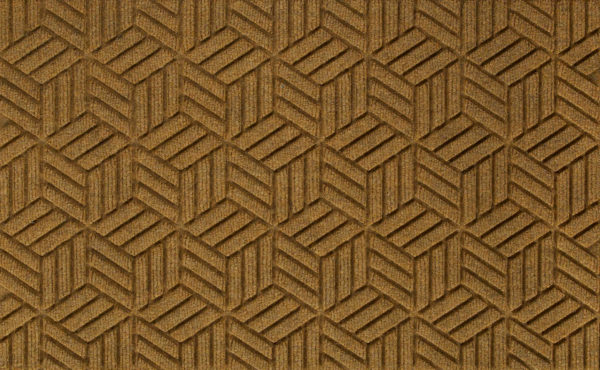 Close up view of a Gold Waterhog Legacy Classic entrance mat detailing the high tech floor surface pattern of the front door mat