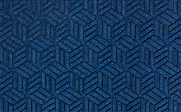 Close up view of a Medium Blue Waterhog Legacy Classic entrance mat detailing the high tech floor surface pattern of the front door mat