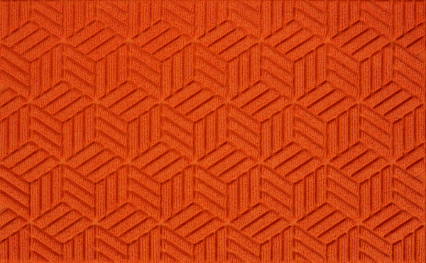 Close up view of a Orange Waterhog Legacy Classic entrance matting detailing the high tech floor surface pattern of the front door mat