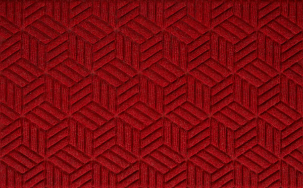 Close up view of a Solid Red Waterhog Legacy Classic entrance mat detailing the high tech floor surface pattern of the entry matting