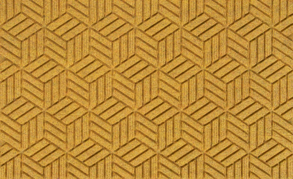 Close up view of a Yellow Waterhog Legacy Classic entrance mat detailing the high tech floor surface pattern of the entry matting
