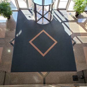 Aerial View Piazza Inlay Logo Mat - Custom Installed floor mat in Greensboro, NC